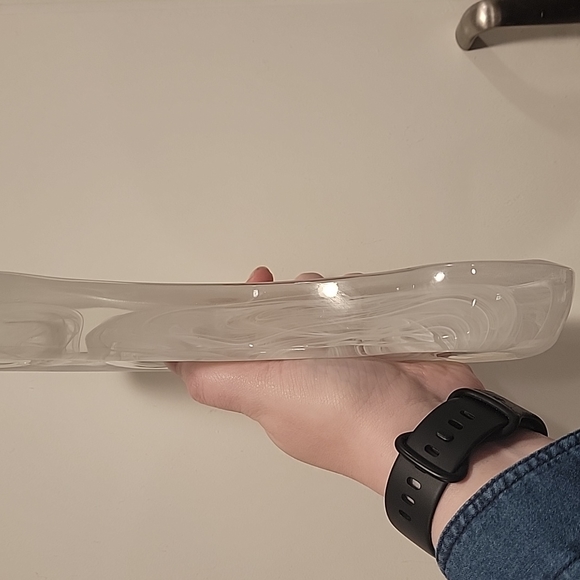 Rare PARTYLITE GLASS 4 CANDLE HOLDER. Heavy. Subtle Wht Swirl Pattern. - Picture 7 of 8